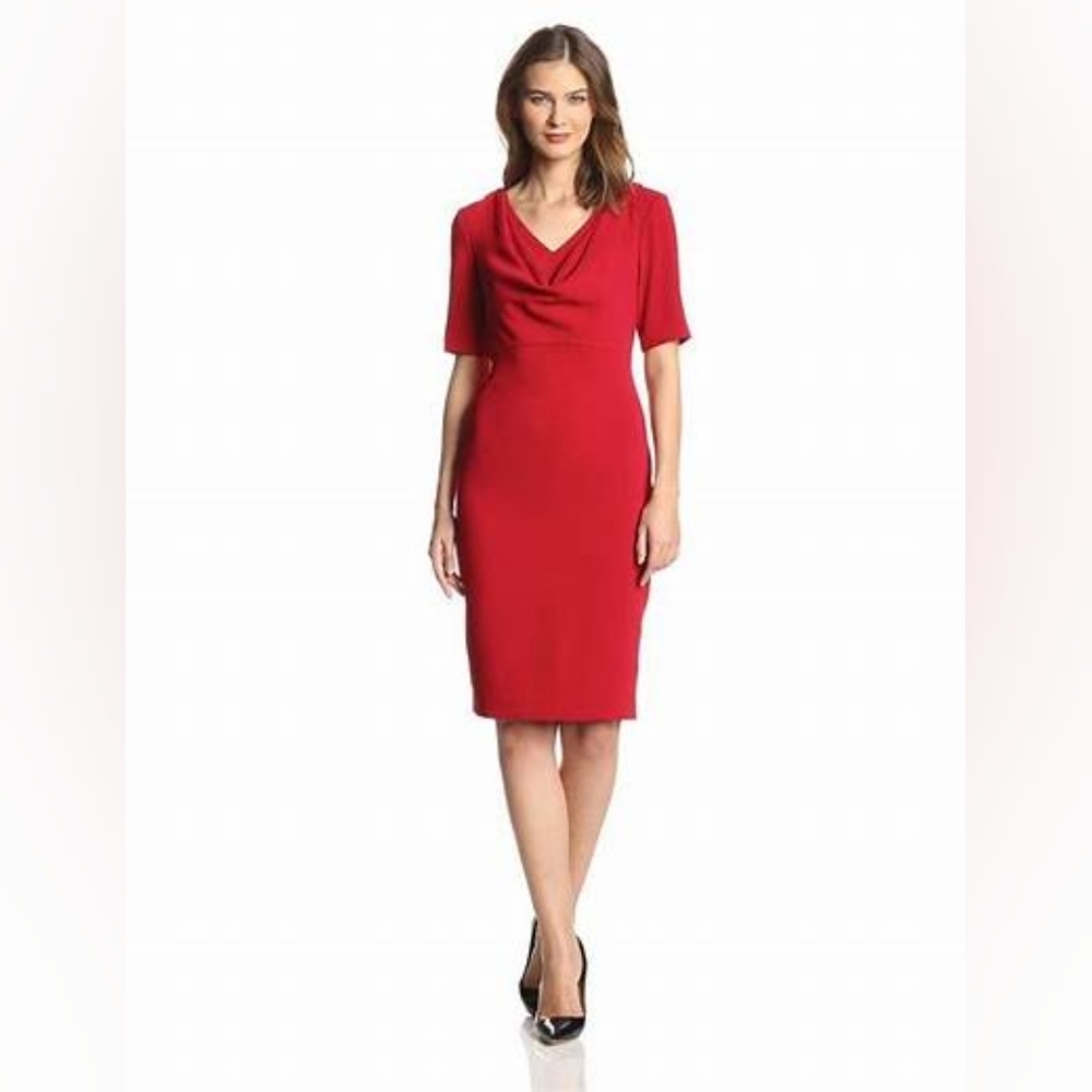 Anne Klein Red Cowl Neck Dress